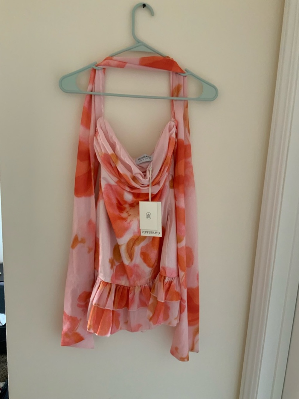 Beautiful Peppermayo strapless floral mini dress with neck scarf new with tag - Picture 4 of 7